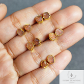 Raw Sunstone Earrings, Gemstone Stud Earrings, Gold Plated Earring, Electroplated Studs Earrings, Crystal Stud Earrings, Fashion Earrings